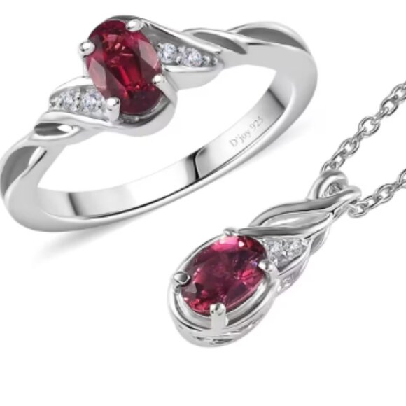 Ofiki Rubellite and Diamond Ring/Pendant Necklace - Picture 1 of 6